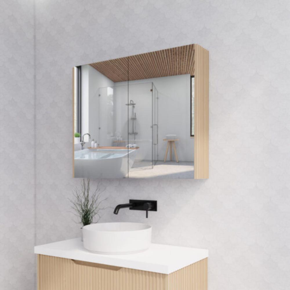 RIVA Geneva Fluted American Oak Mirror Shaving Cabinet (Optional Sizes)