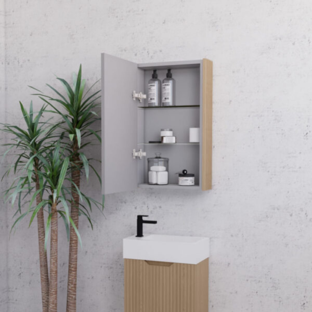 RIVA Geneva Fluted American Oak Mirror Shaving Cabinet (Optional Sizes)