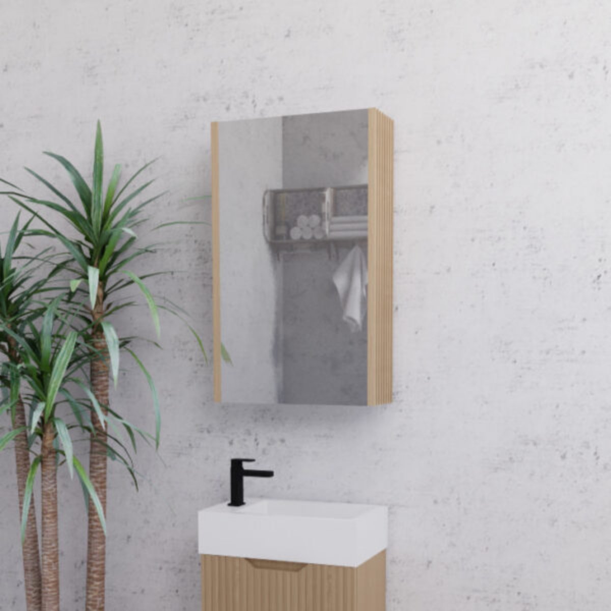 RIVA Geneva Fluted American Oak Mirror Shaving Cabinet (Optional Sizes)