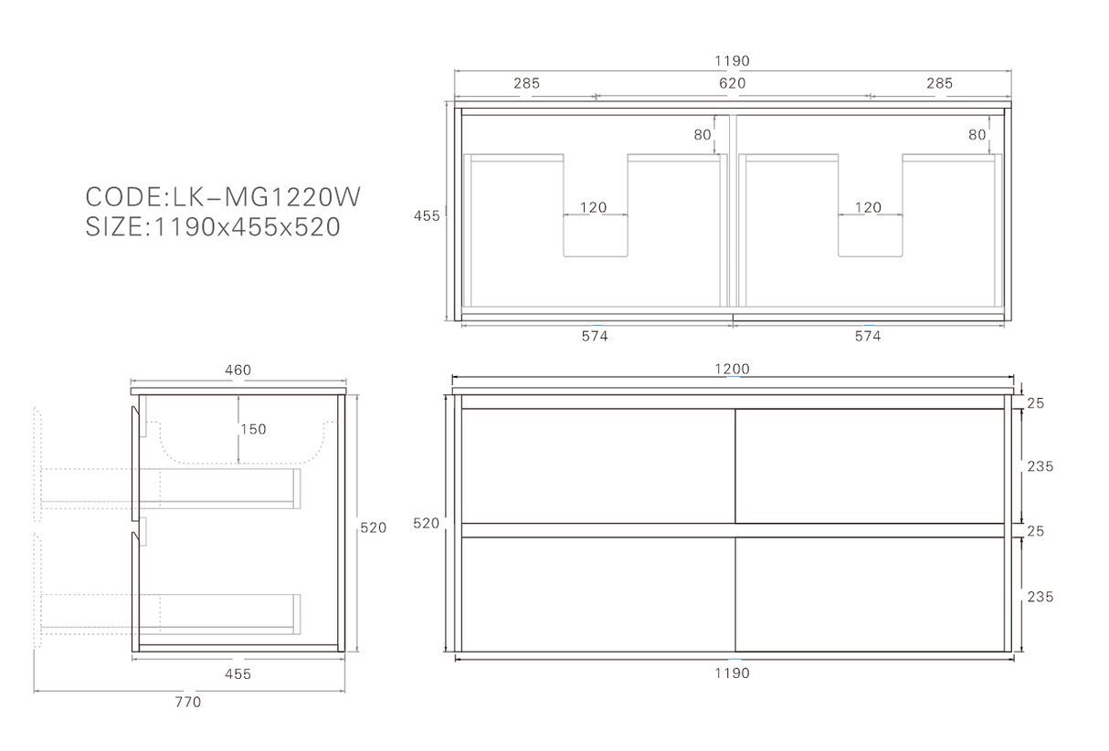 Lukka Gladstone Plywood Wall Hung Vanity - Sandy Oak (All Sizes)