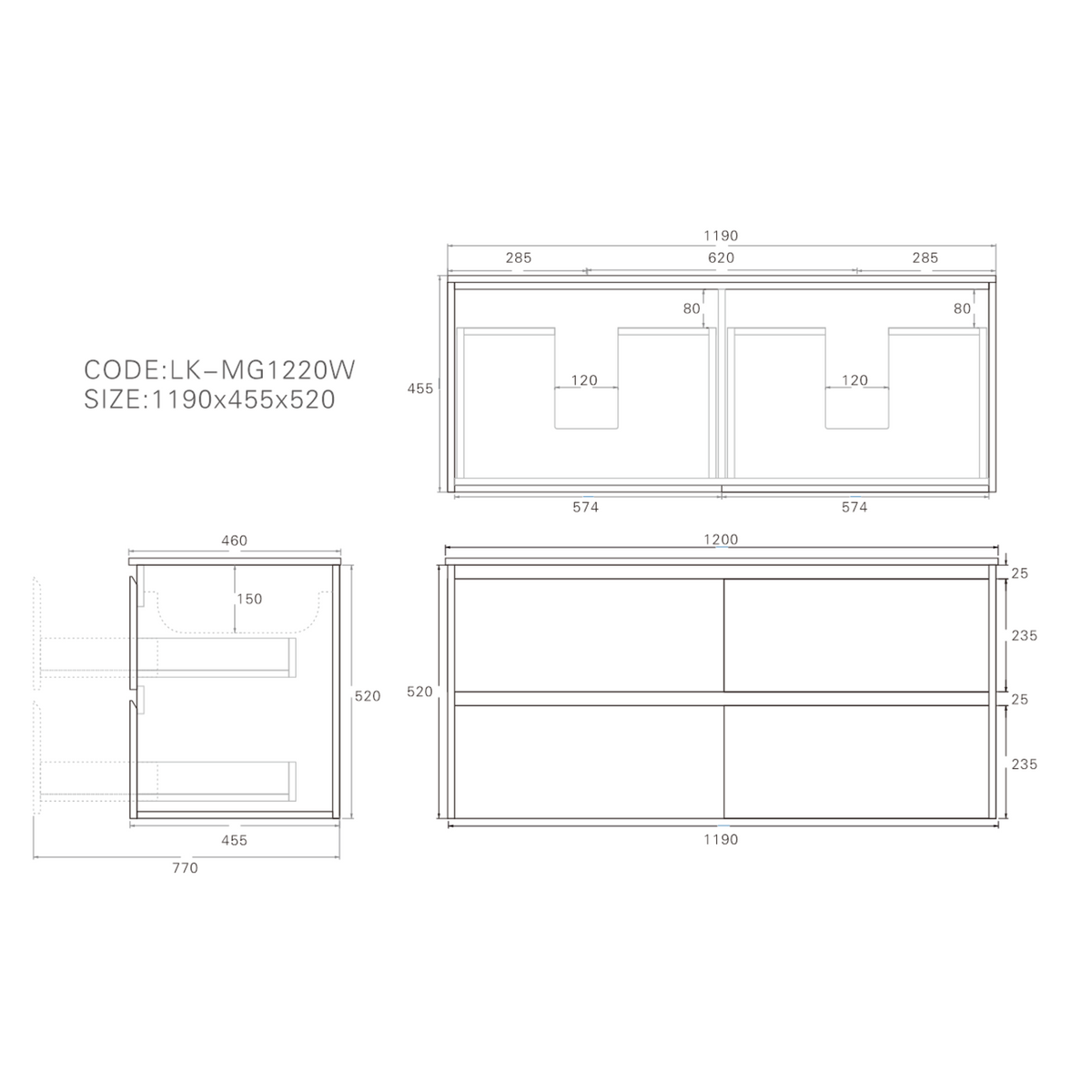 Lukka Gladstone Plywood Wall Hung Vanity - Sandy Oak (All Sizes)