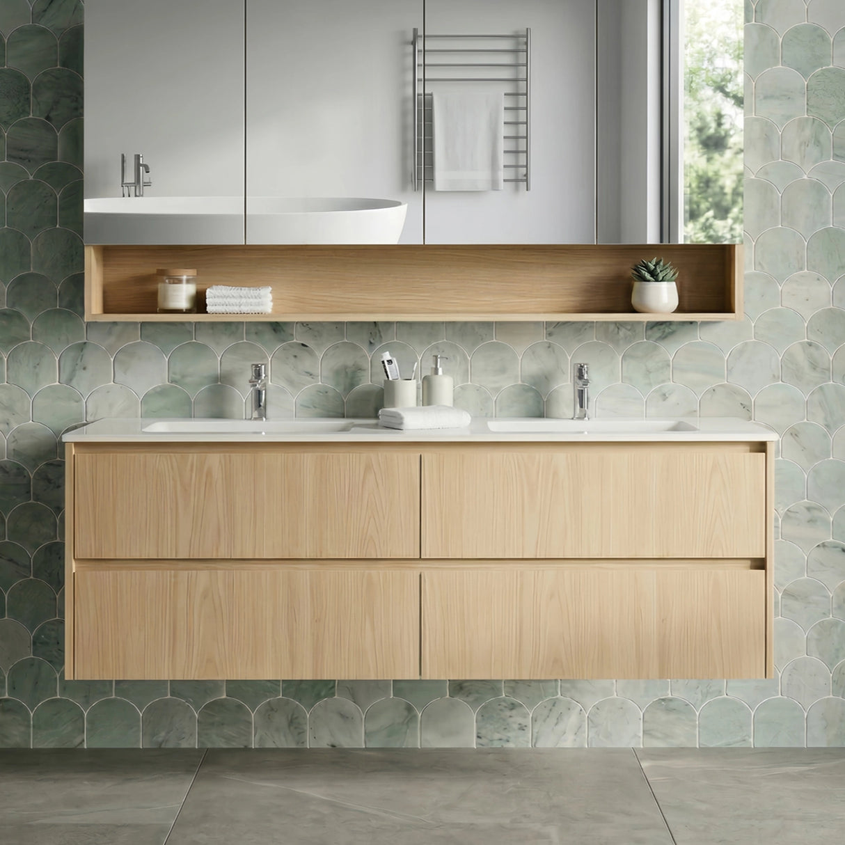 Lukka Gladstone Plywood Wall Hung Vanity - Sandy Oak (All Sizes)