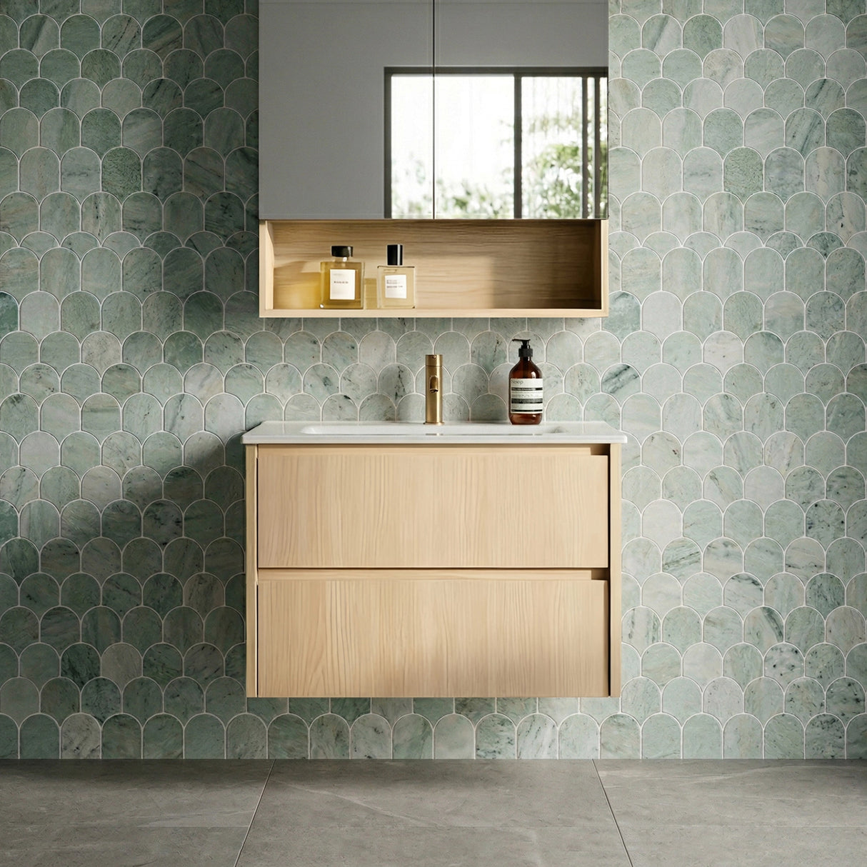 Lukka Gladstone Plywood Wall Hung Vanity - Sandy Oak (All Sizes)