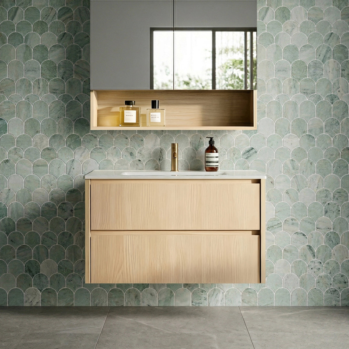 Lukka Gladstone Plywood Wall Hung Vanity - Sandy Oak (All Sizes)