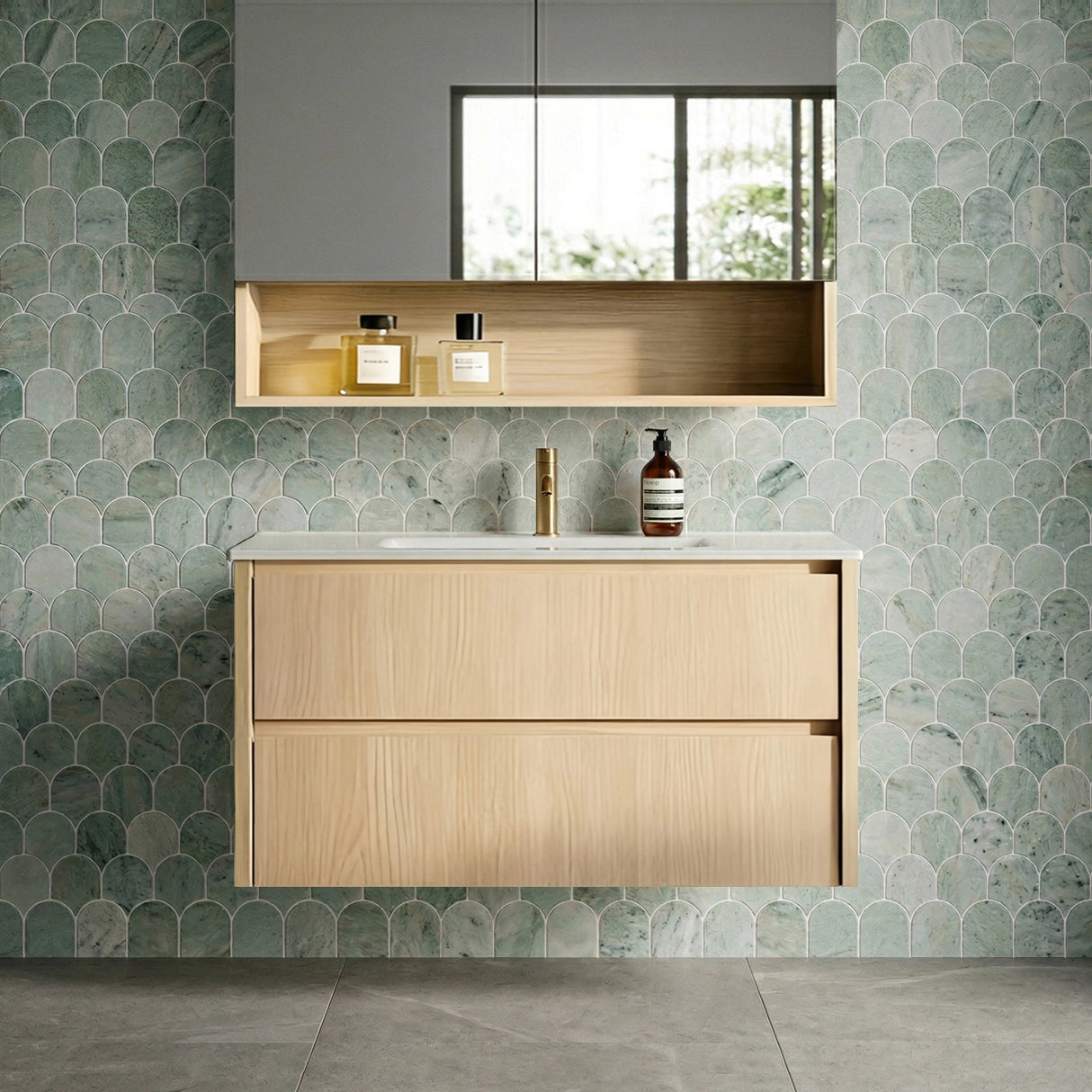 Lukka Gladstone Plywood Wall Hung Vanity - Sandy Oak (All Sizes)