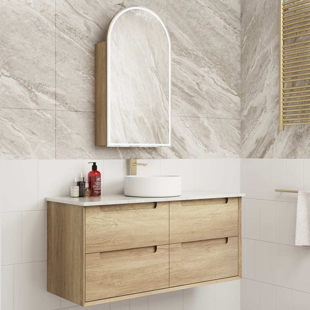 MORENO Wall Hung Vanity Natural Oak (All Sizes)