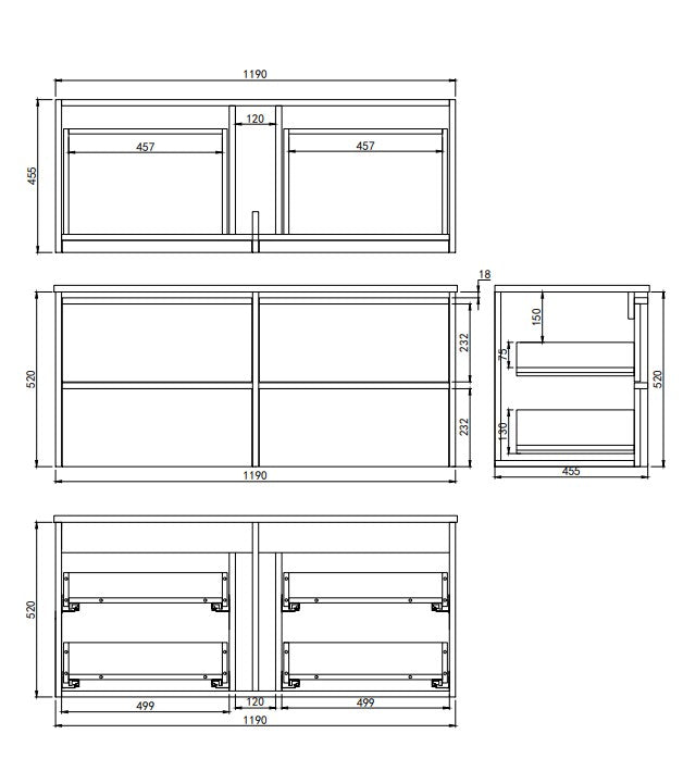 Lukka Ridgewood Plywood Wall Hung Vanity - Mocha Oak (All Sizes)