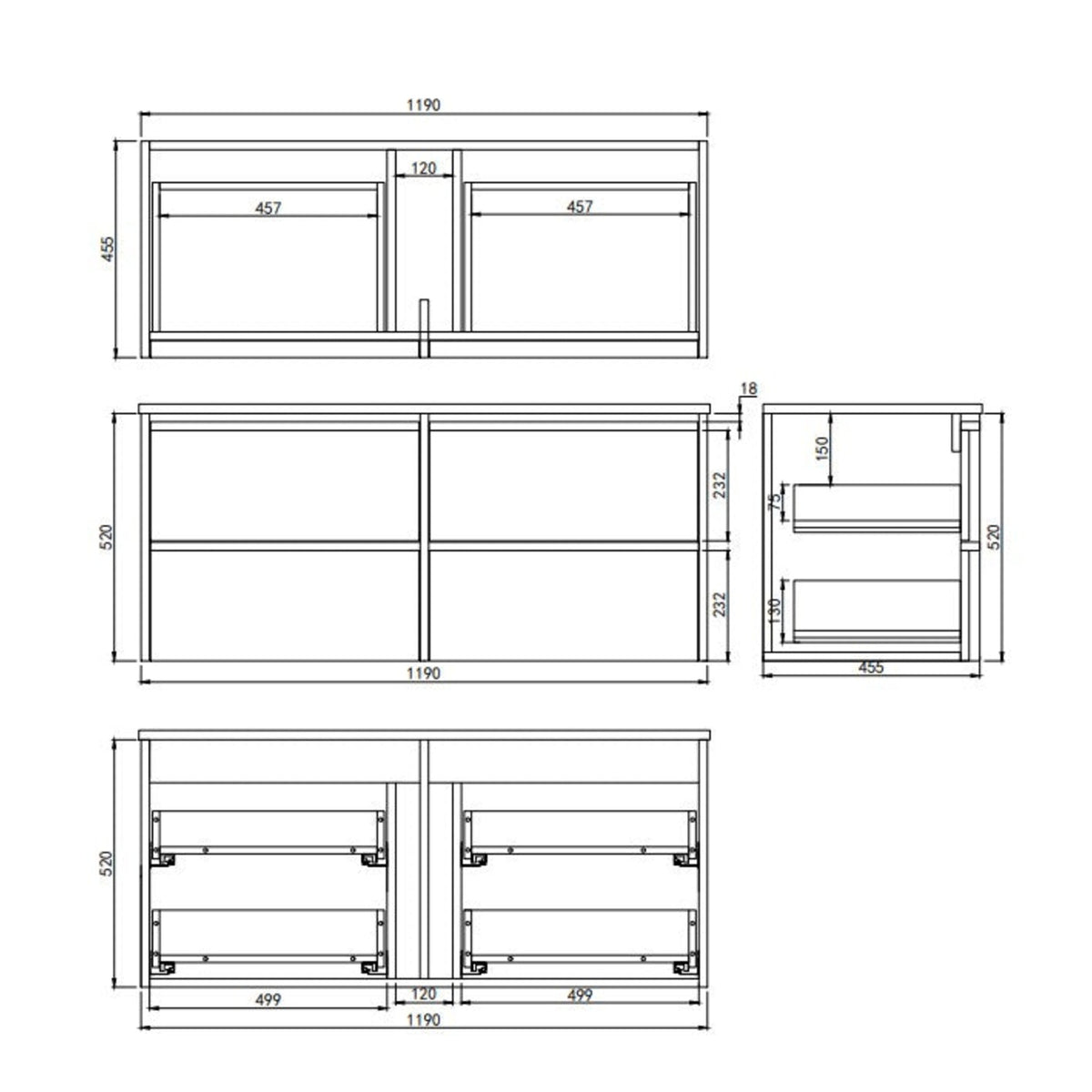 Lukka Ridgewood Plywood Wall Hung Vanity - Mocha Oak (All Sizes)