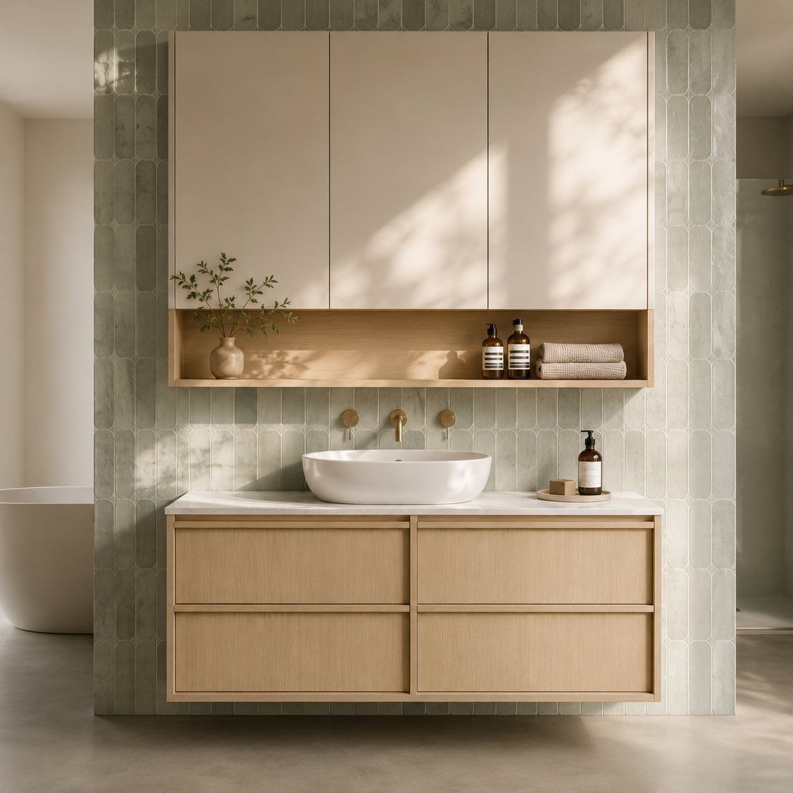 Lukka Ridgewood Plywood Wall Hung Vanity - Sandy Oak (All Sizes)
