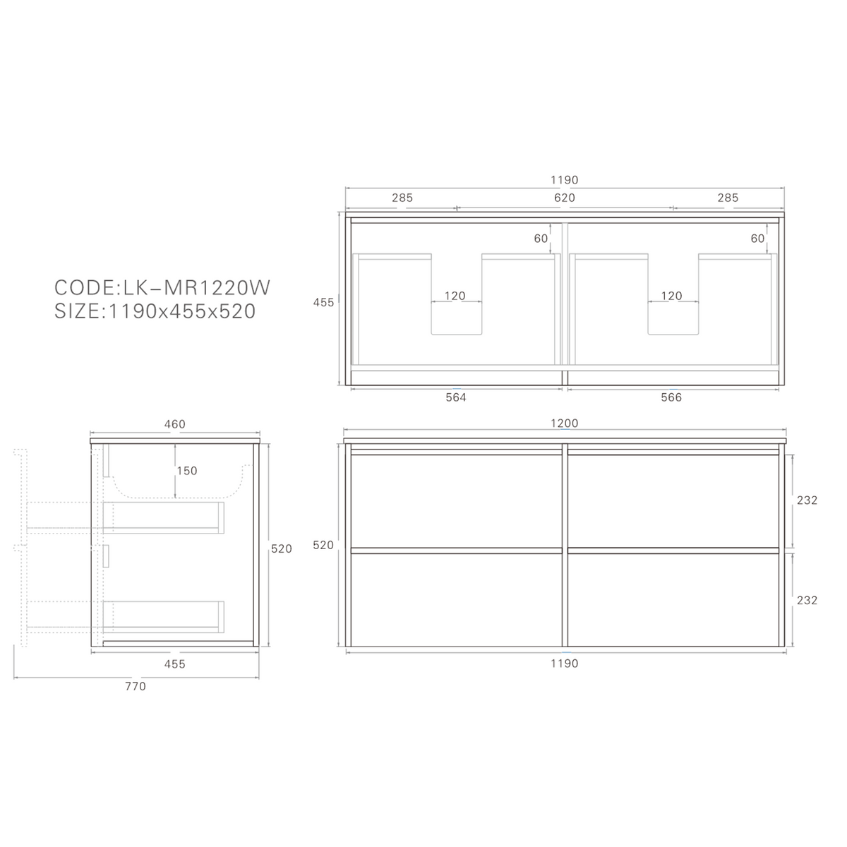 Lukka Ridgewood Plywood Wall Hung Vanity - Mocha Oak (All Sizes)
