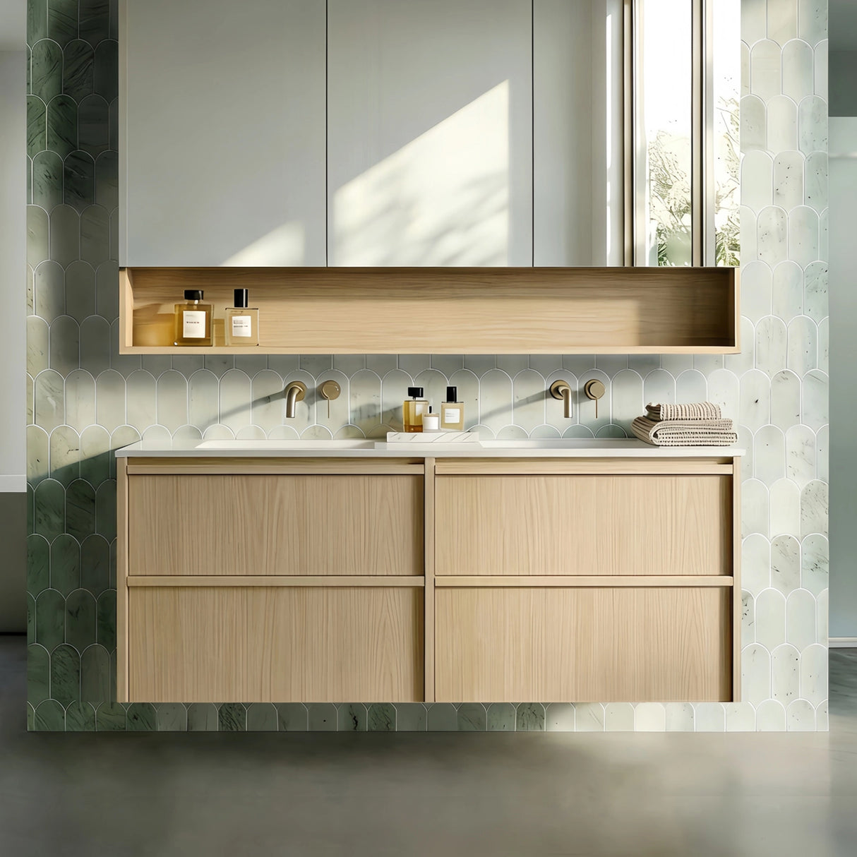 Lukka Ridgewood Plywood Wall Hung Vanity - Sandy Oak (All Sizes)