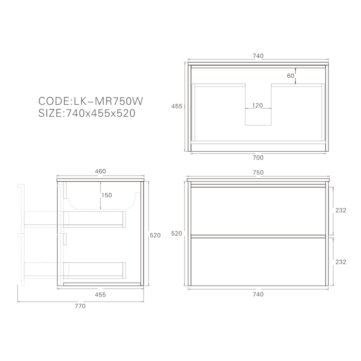 Lukka Ridgewood Plywood Wall Hung Vanity - Mocha Oak (All Sizes)
