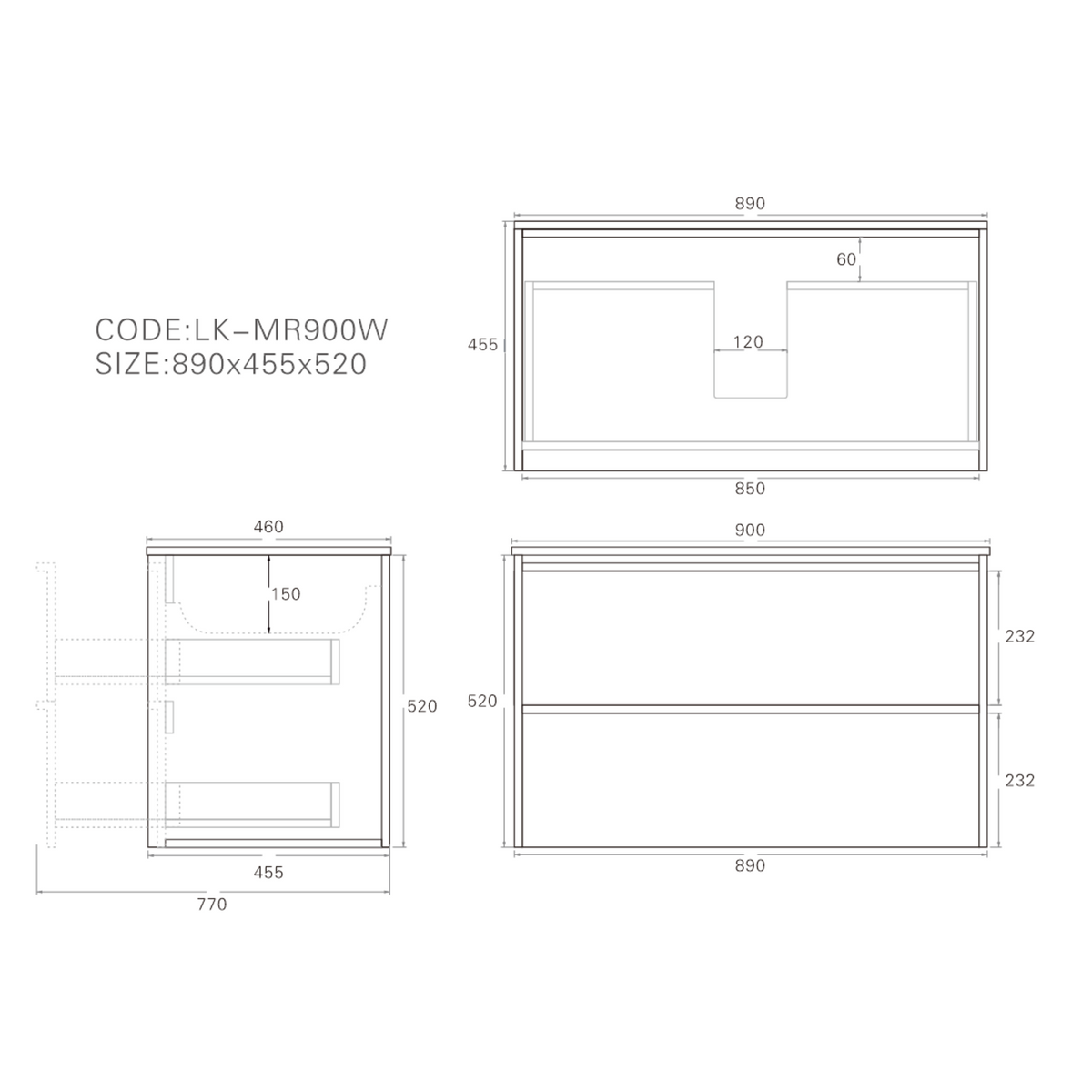Lukka Ridgewood Plywood Wall Hung Vanity - Mocha Oak (All Sizes)