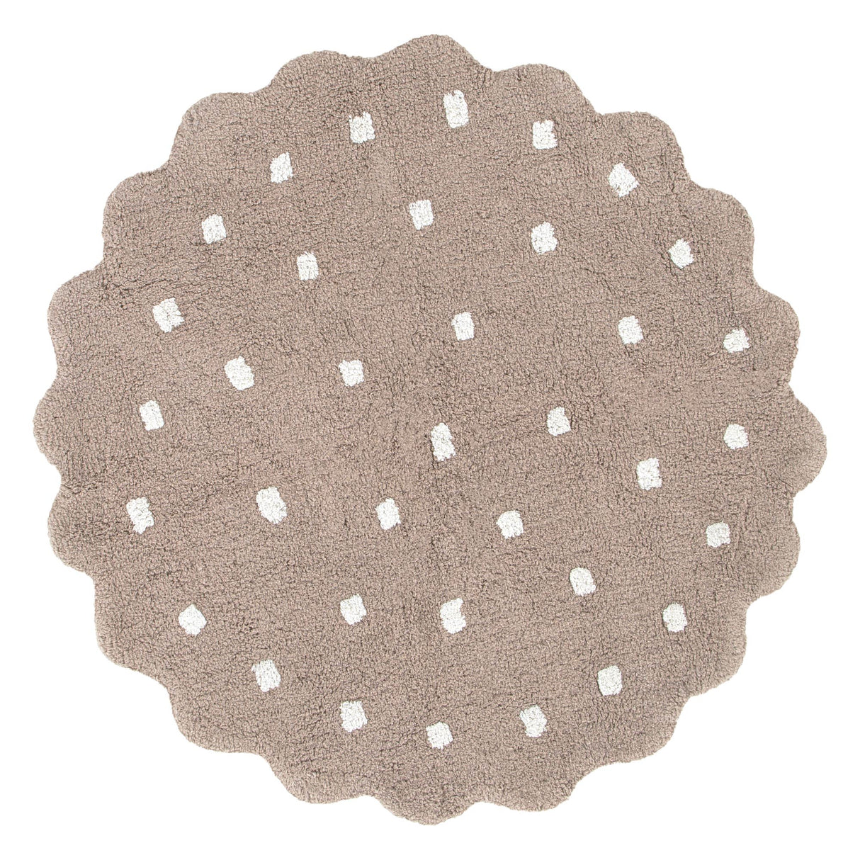 Mellow Round Scalloped Kids Rug Mushroom Beige