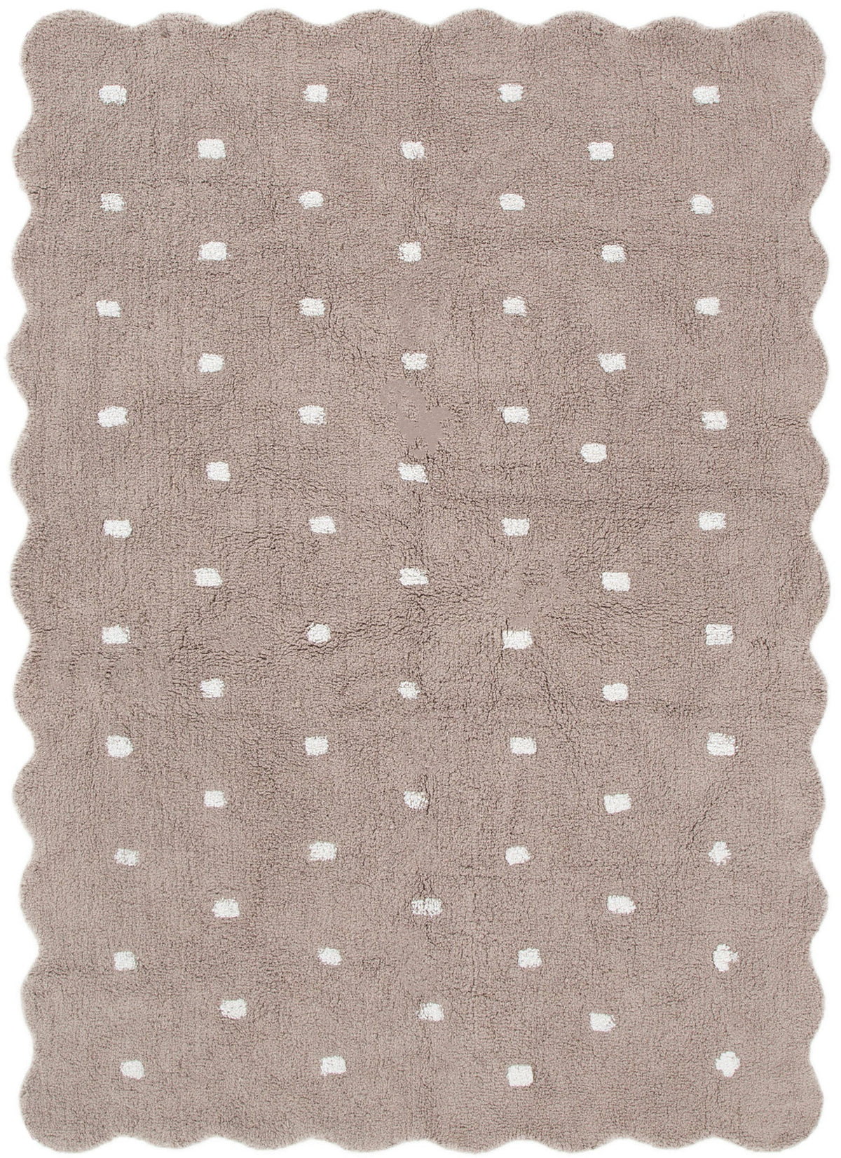 Mellow Rectangle Scalloped Kids Rug Mushroom Beige: New Arrival
