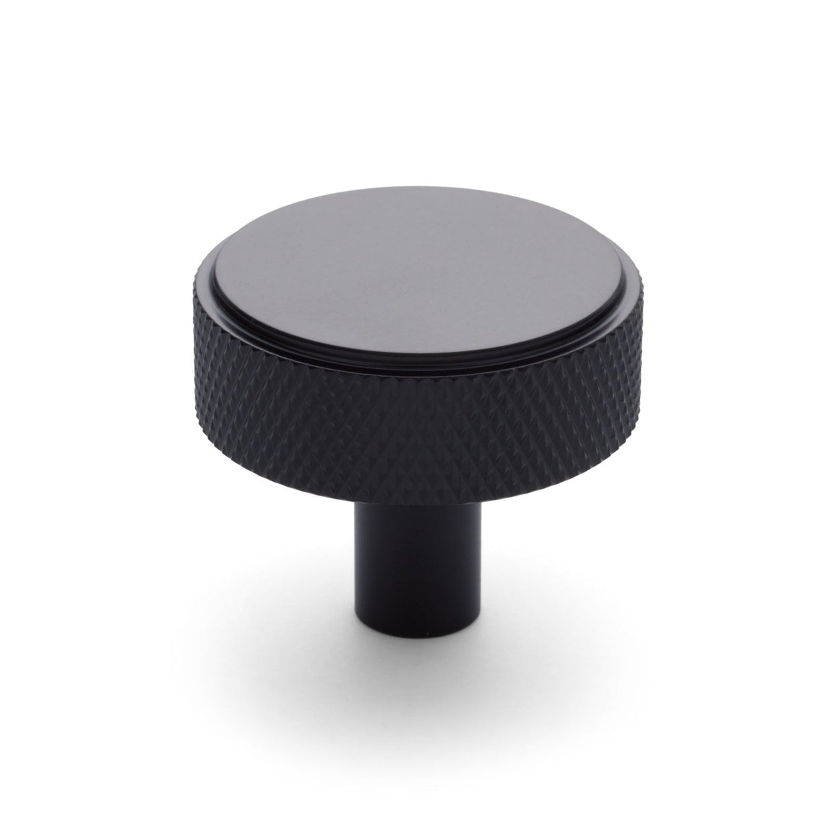 Manovella Matte Black Round Knurled Cabinet Knob - Octavia
