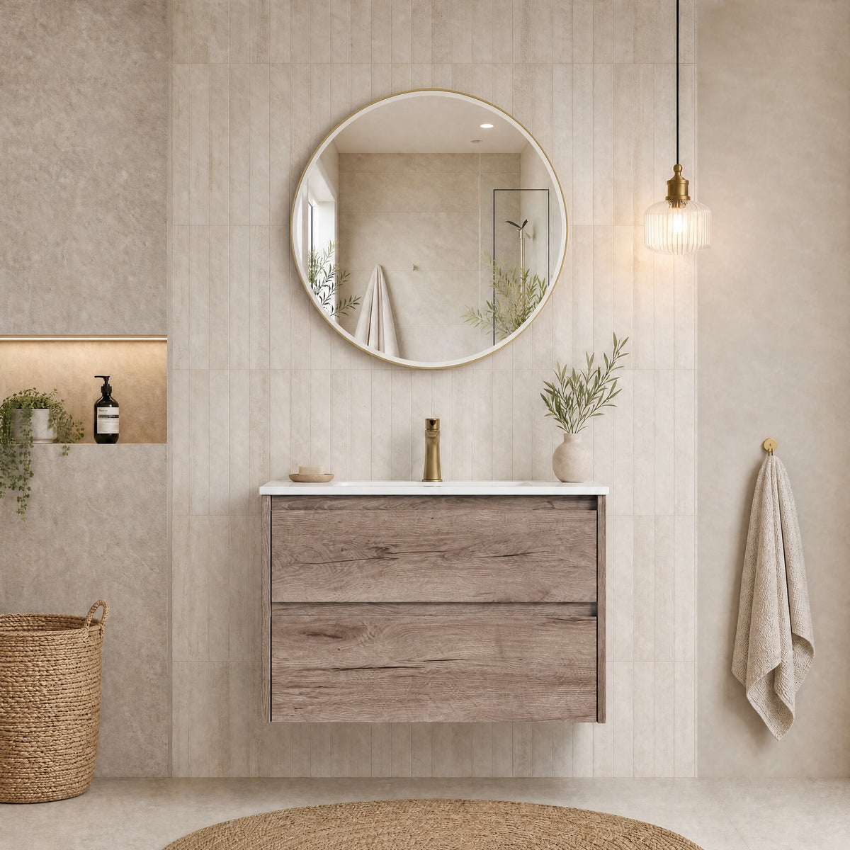 Max MDF Wall Hung Vanity Max Oak