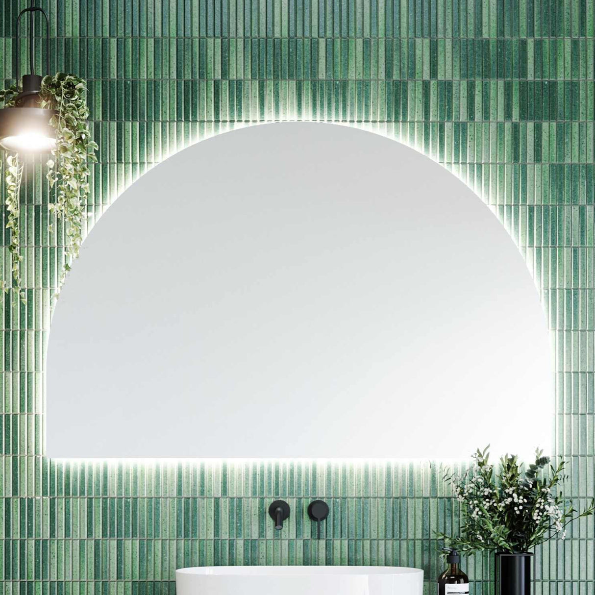 Melody Half-Moon Frameless Mirror 1200x800mm (with Optional Lighting Kit)