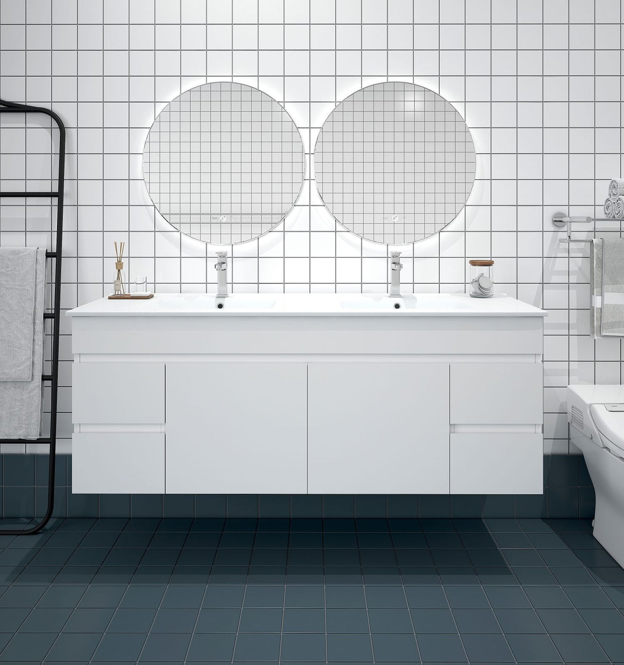 Mercio Bianca PVC Wall Hung Vanity Matte White (All Sizes)