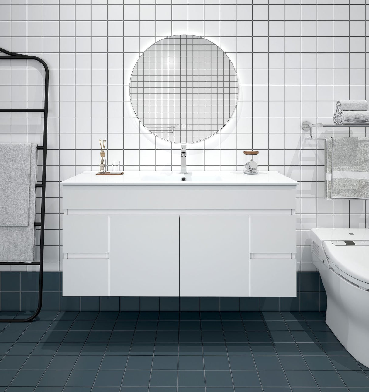 Mercio Bianca PVC Wall Hung Vanity Matte White (All Sizes)