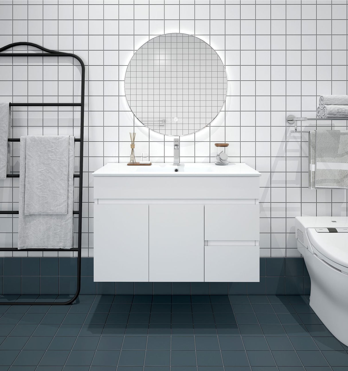 Mercio Bianca PVC Wall Hung Vanity Matte White (All Sizes)