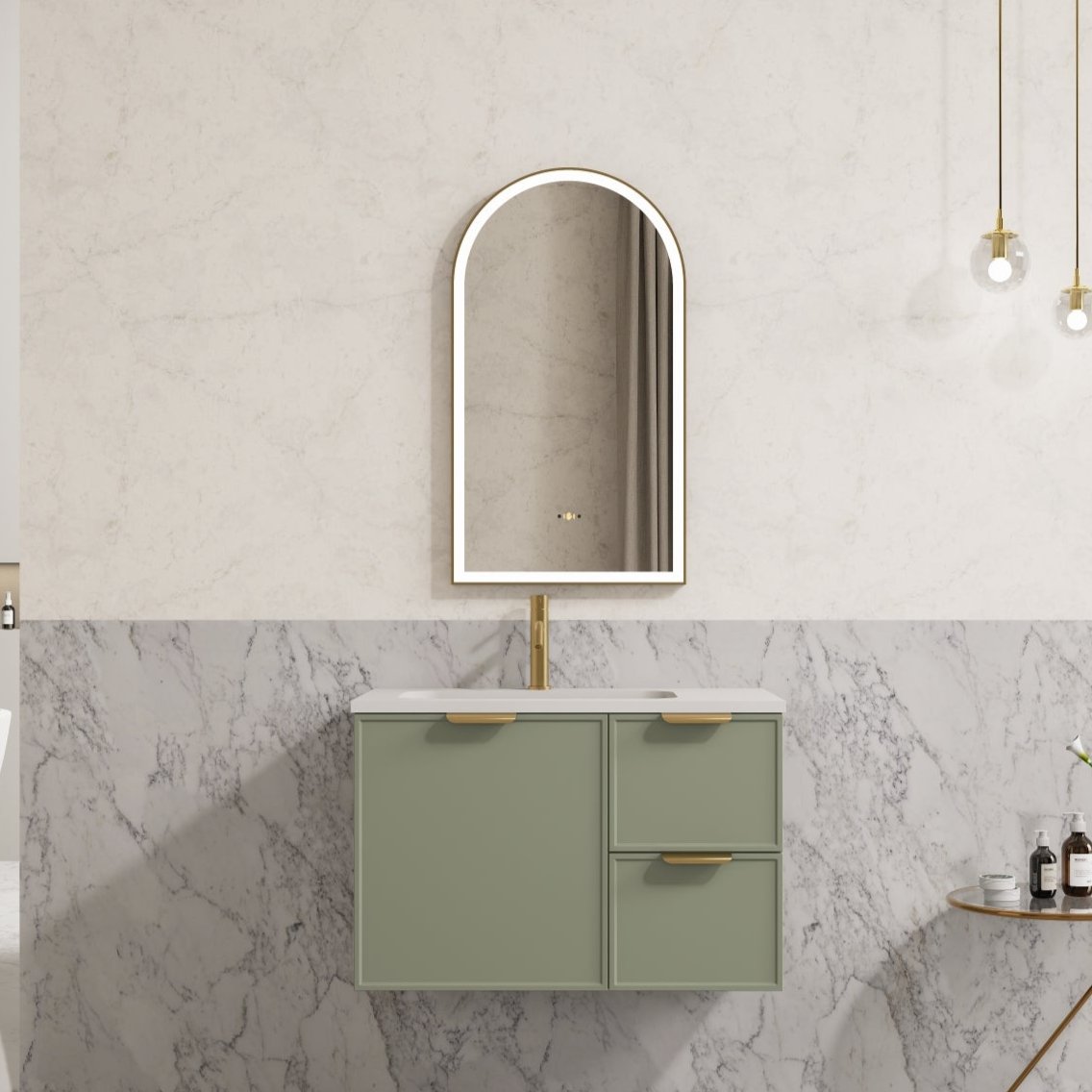 Miami Wall Hung PVC Cabinet 750mm (Olive Green)