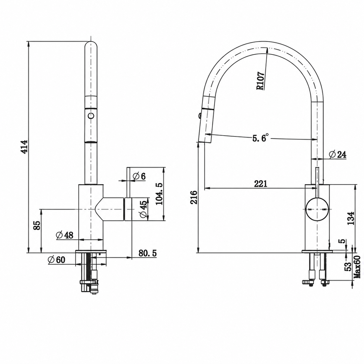 Mica Fluted Pull-Out Gooseneck Sink Mixer