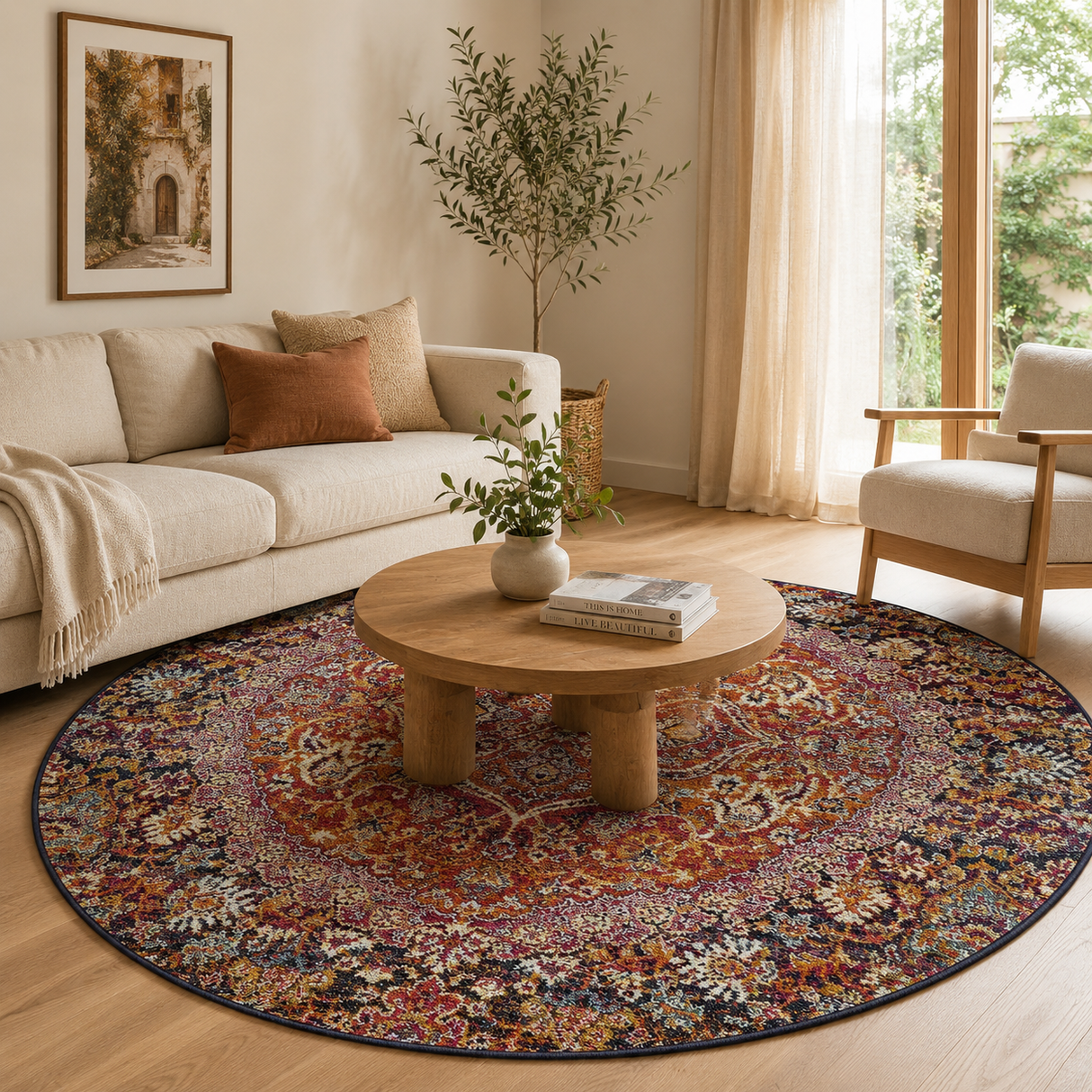 Museum Preston Multi Coloured Round Rug