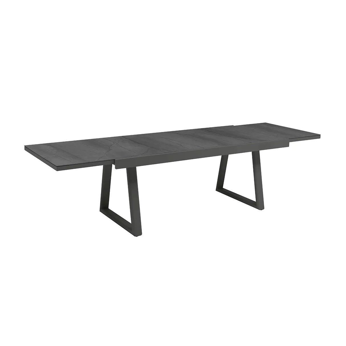 Mykonos Outdoor Aluminium Extension Table with Ceramic Glass Top in Charcoal/Light Grey
