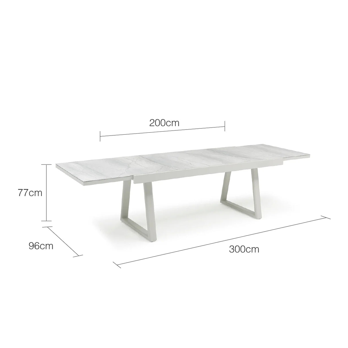 Mykonos Outdoor Aluminium Extension Table with Ceramic Glass Top in Charcoal/Light Grey
