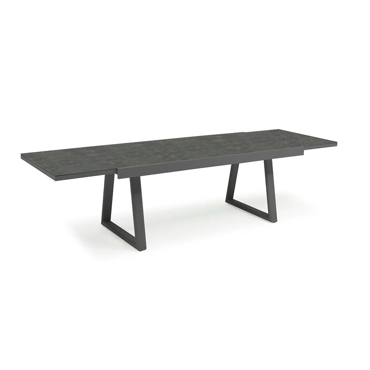 Mykonos Outdoor Aluminium Extension Table with Ceramic Glass Top in Charcoal/Light Grey