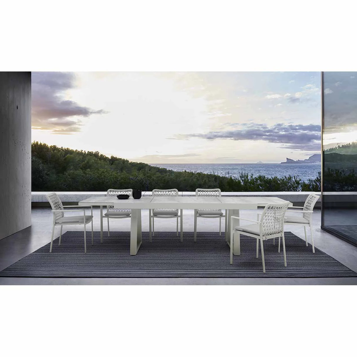 Mykonos Outdoor Aluminium Extension Table with Ceramic Glass Top in Charcoal/Light Grey