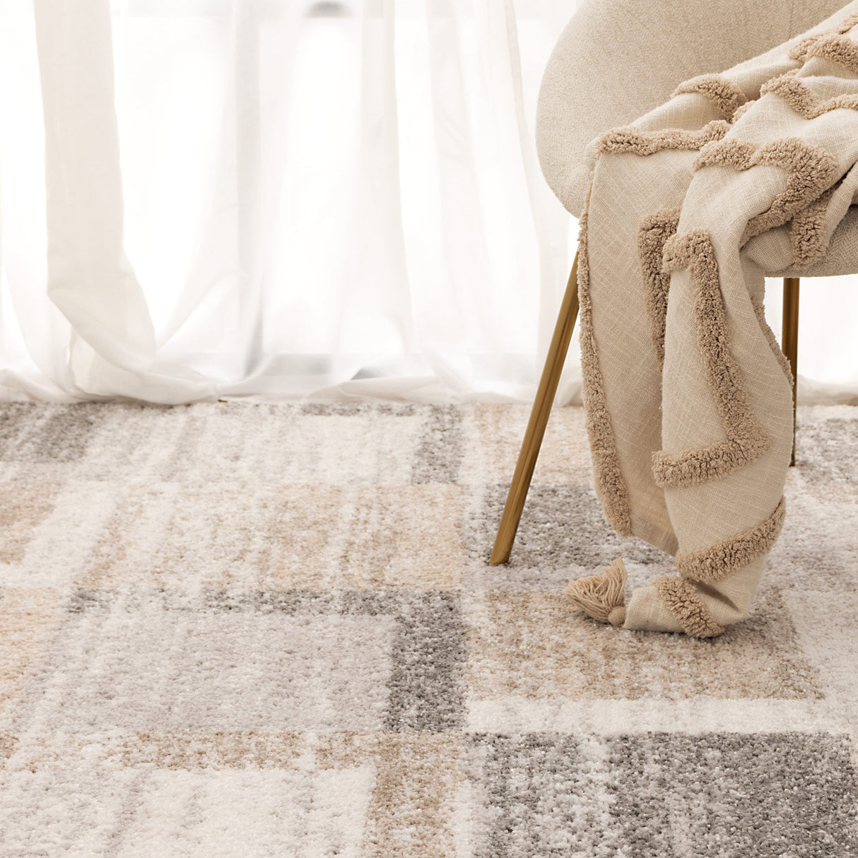 Nola Squares Neutral Rug - N001