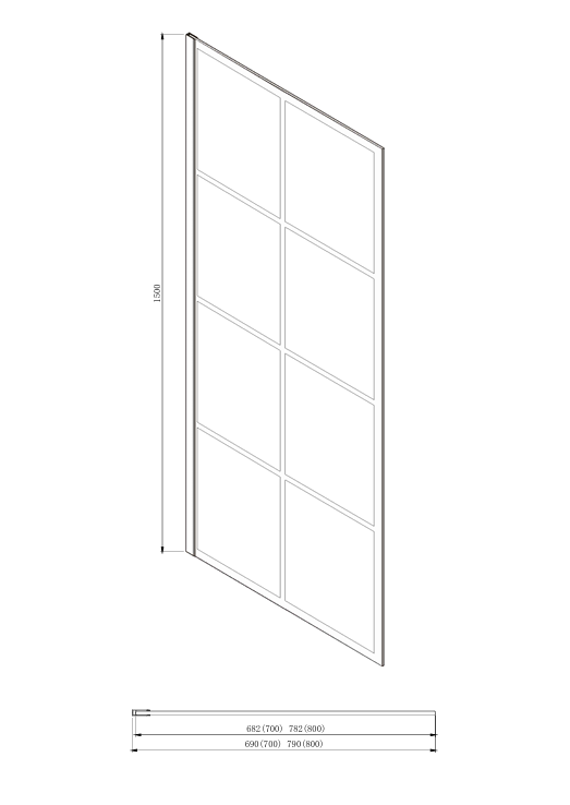 COVEY Framed 8 Printed Grills Fixed Bathtub Screen (Matte Black)