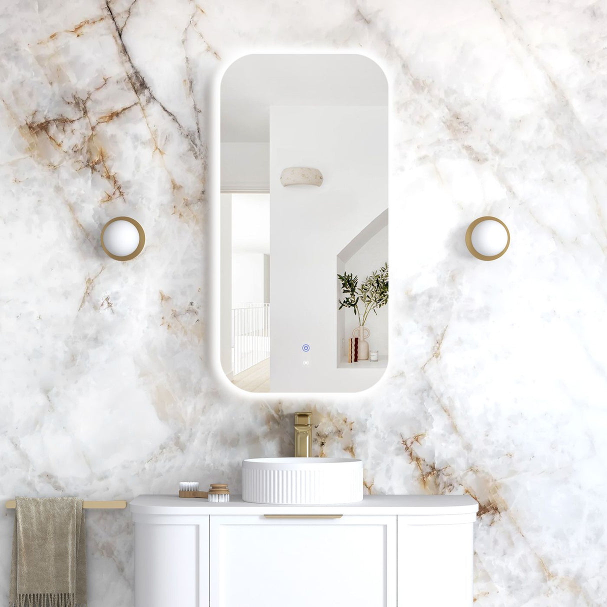 NEWPORT LED Soft Square Frameless Back Lit Tuffi Mirror 900x450mm