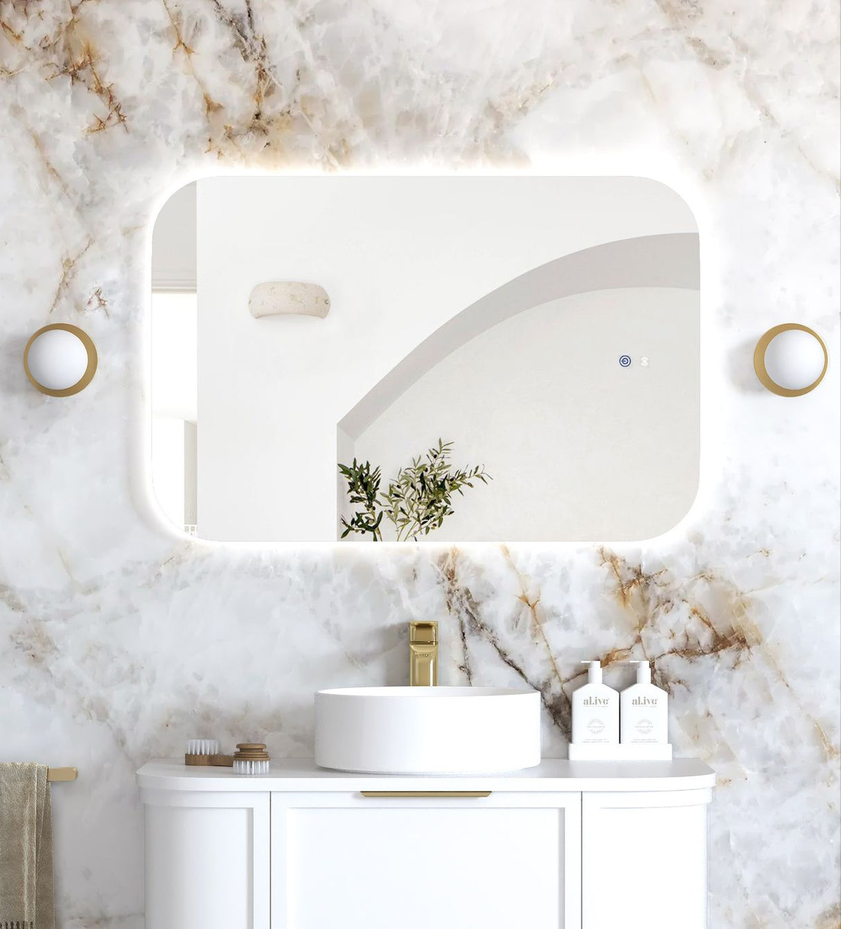NEWPORT LED Soft Square Frameless Back Lit Tuffi Mirror 900x600mm