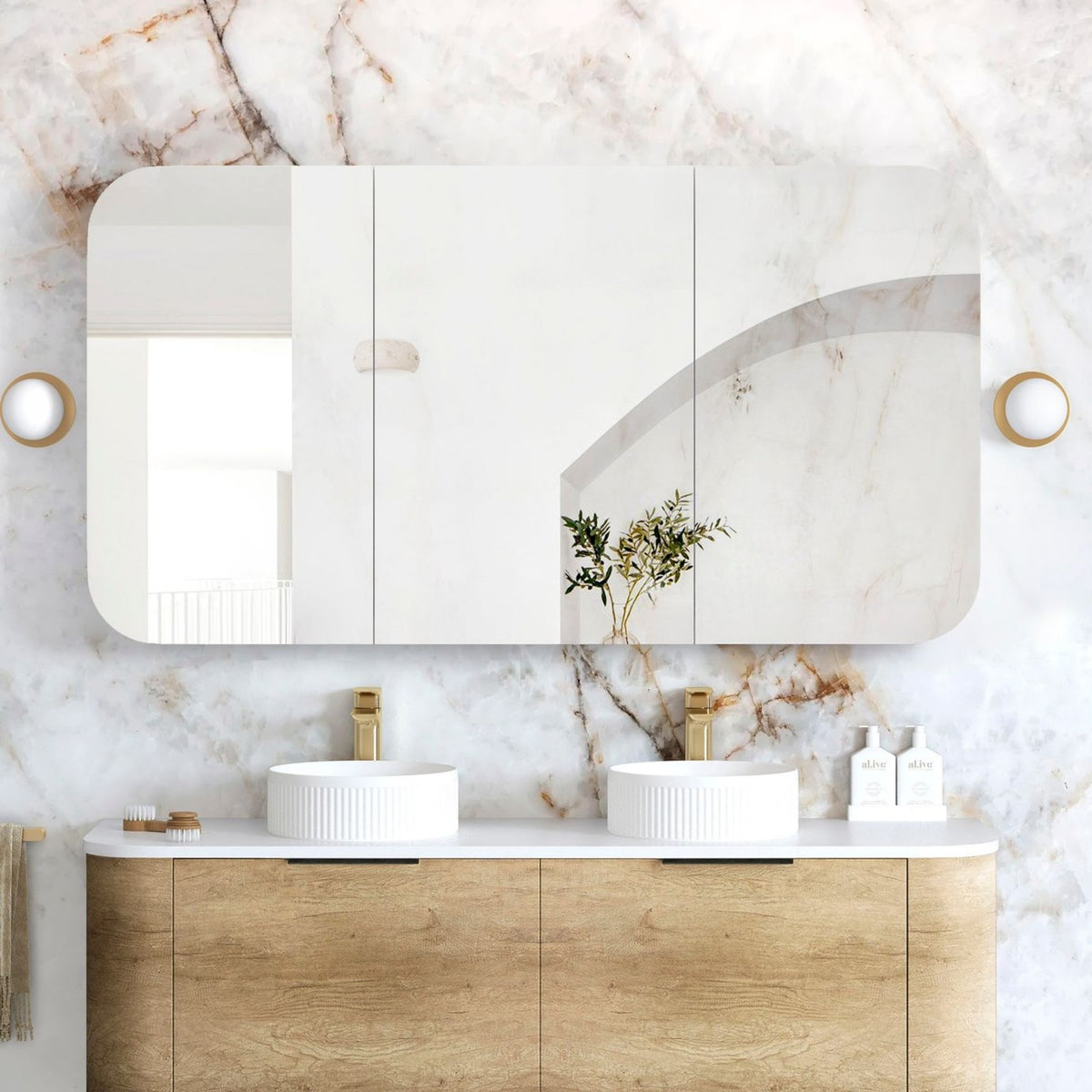 NEWPORT Natural Soft Square Shaving Cabinet (Optional Sizes)