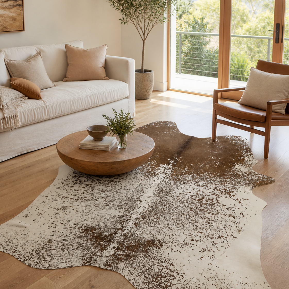 Natural Cow Hide Salt & Pepper Brown