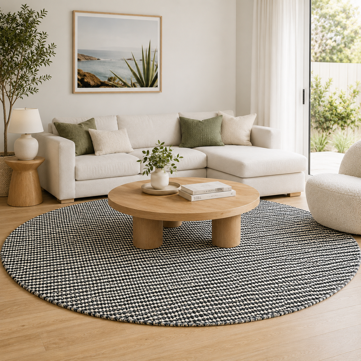 Nordic Charcoal Grey Reversible Wool Round Rug