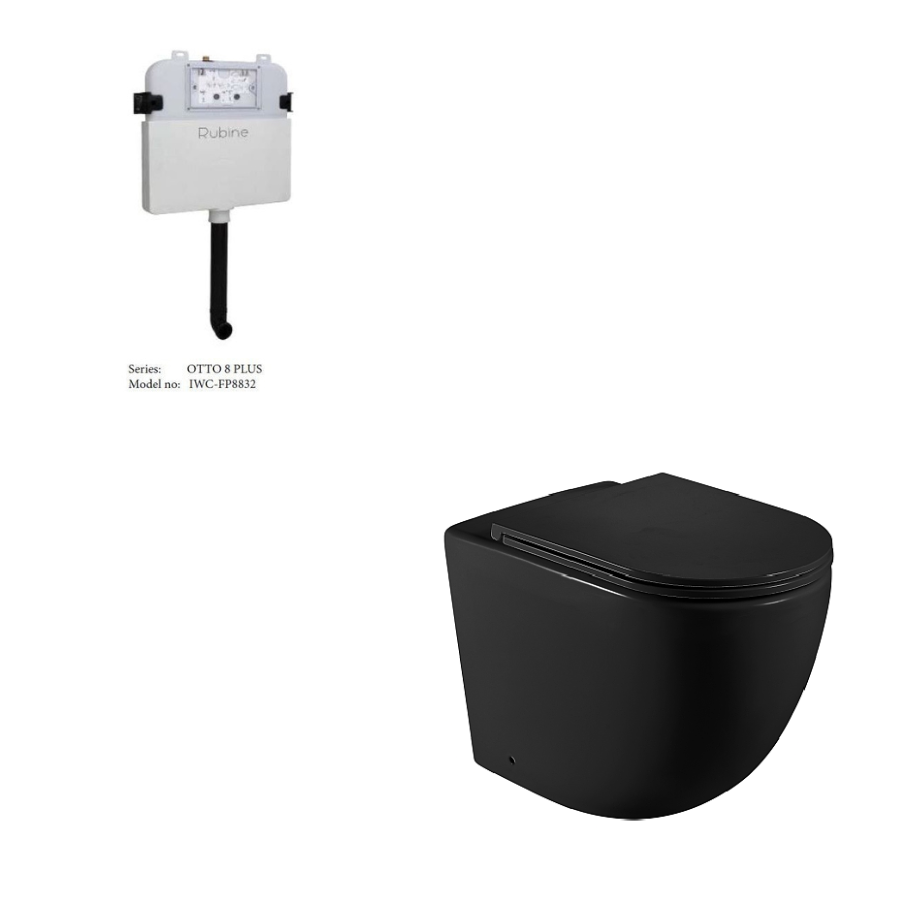 Norton99 Wall Faced Floor Toilet Pan (Matte Black)