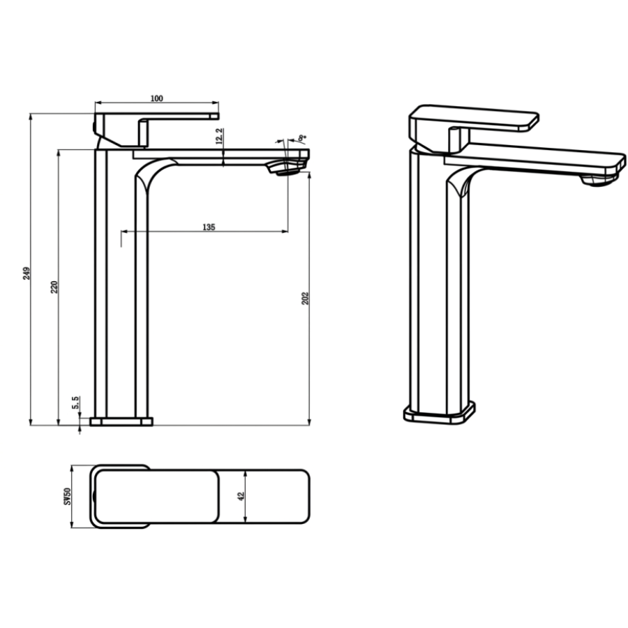 Nova II Highrise Basin Mixer Lead Free