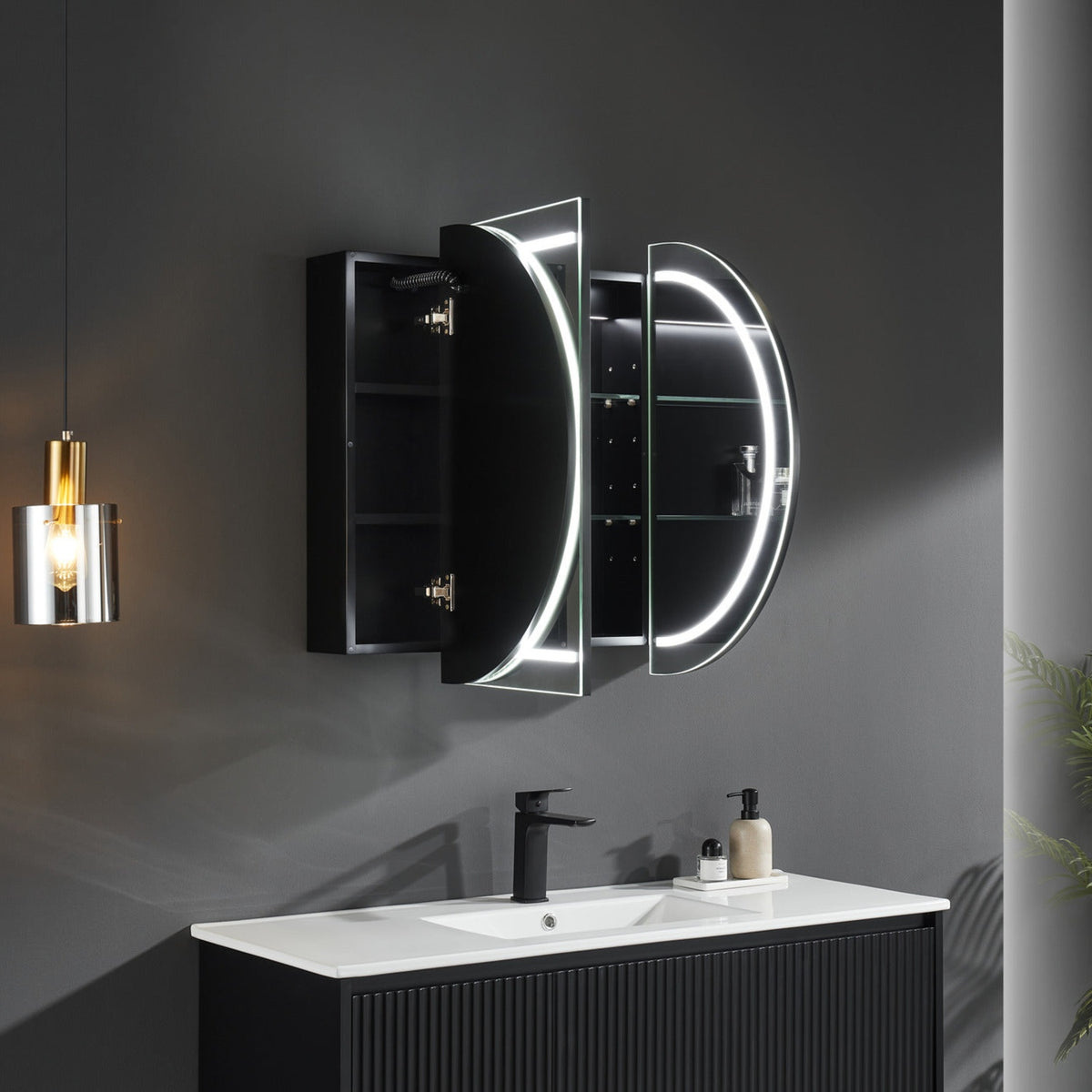 Olivia Front-Lit LED Shaving Cabinet 900/1200/1500mm Matte White/Black