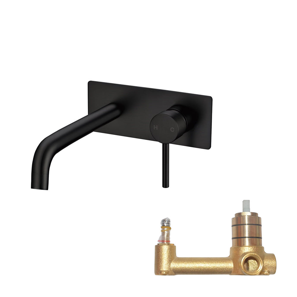 LUCID PIN Series Black Wall Mixer With Round Spout