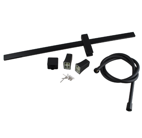 AQU Square Wall Mounted Sliding Rail With Water Hose Wall Connector Only - Black