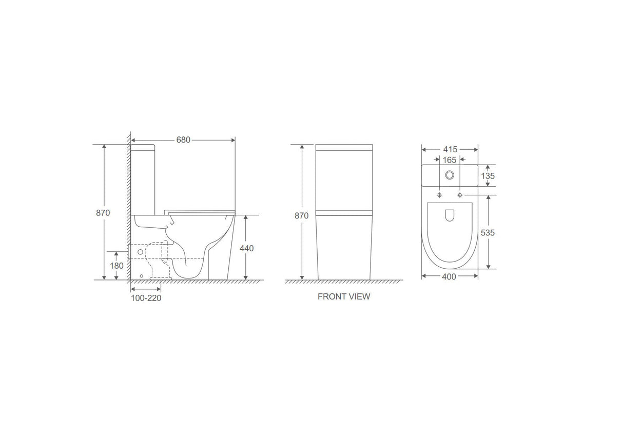 OXFORD Back-to-Wall Toilet Suite (Gloss White)