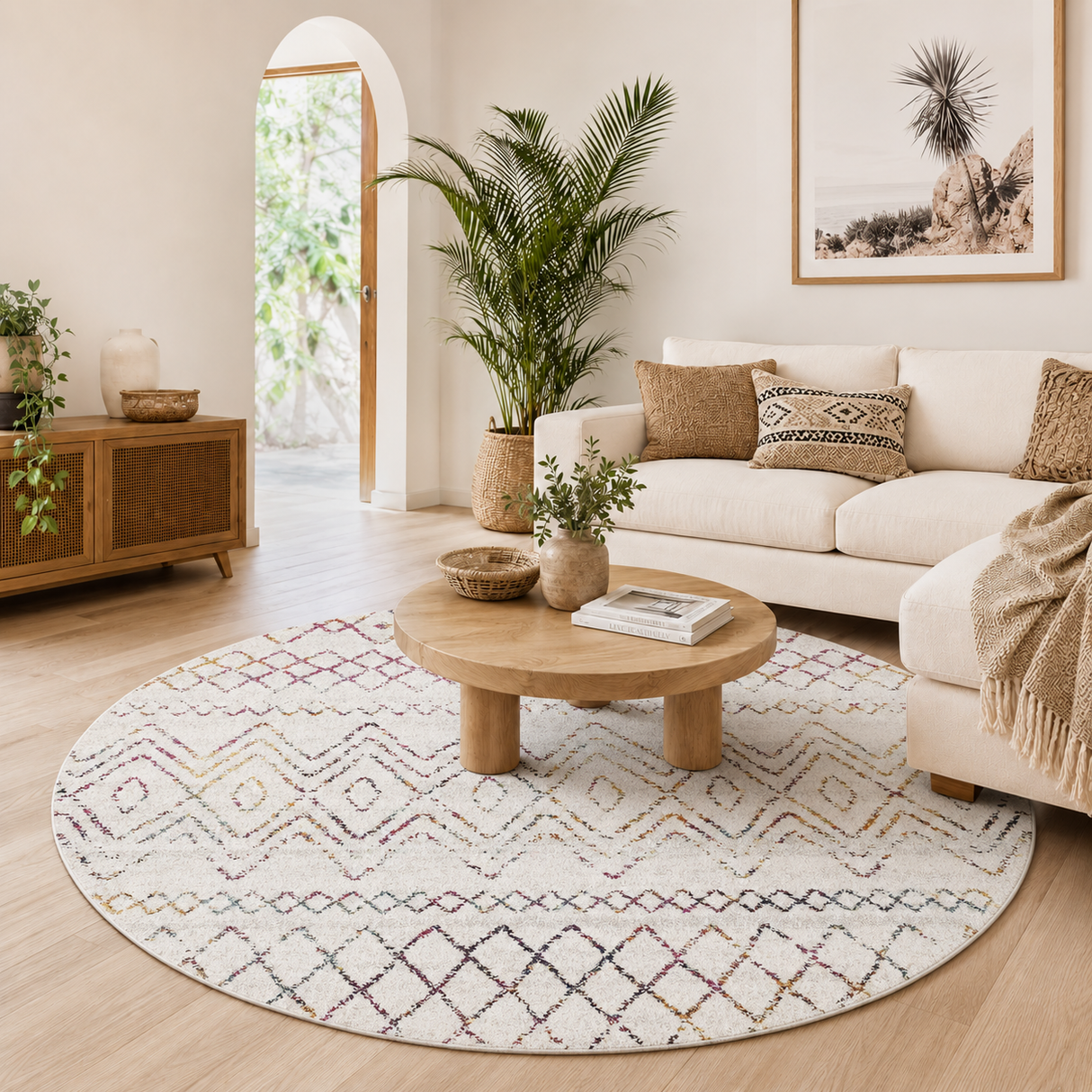 Oasis Nadia Multi Rustic Tribal Round Rug