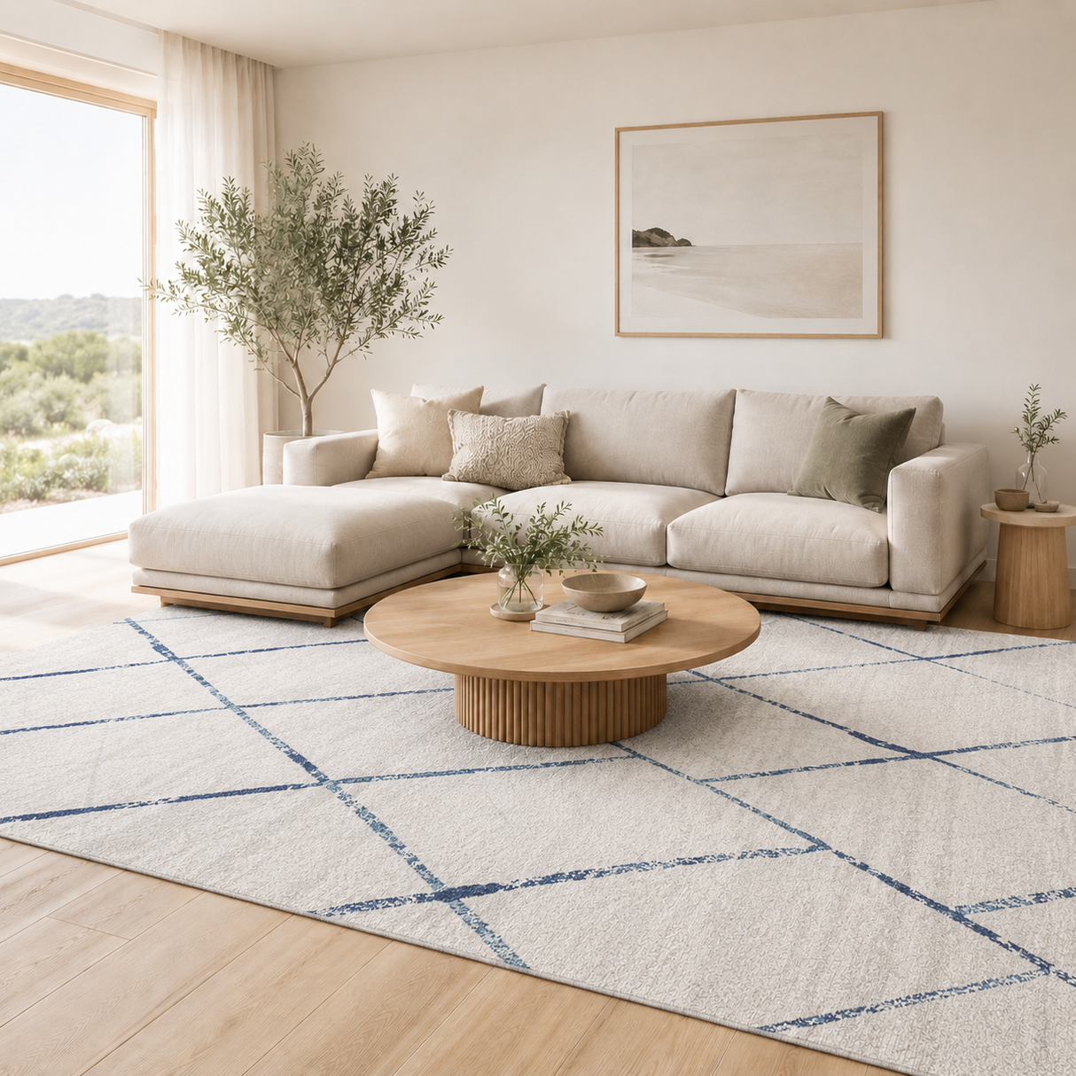 Oasis Noah White Blue Contemporary Rug