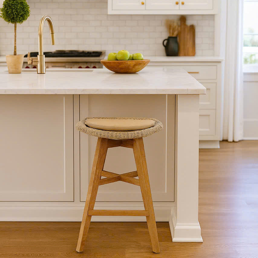Oceana Outdoor Backless Teak Counter Stool – Mushroom 0.56m