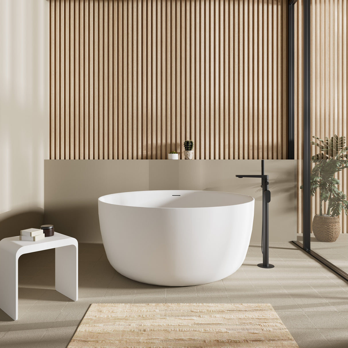 Olley Round Free Standing Acrylic Bathtub 1300mm