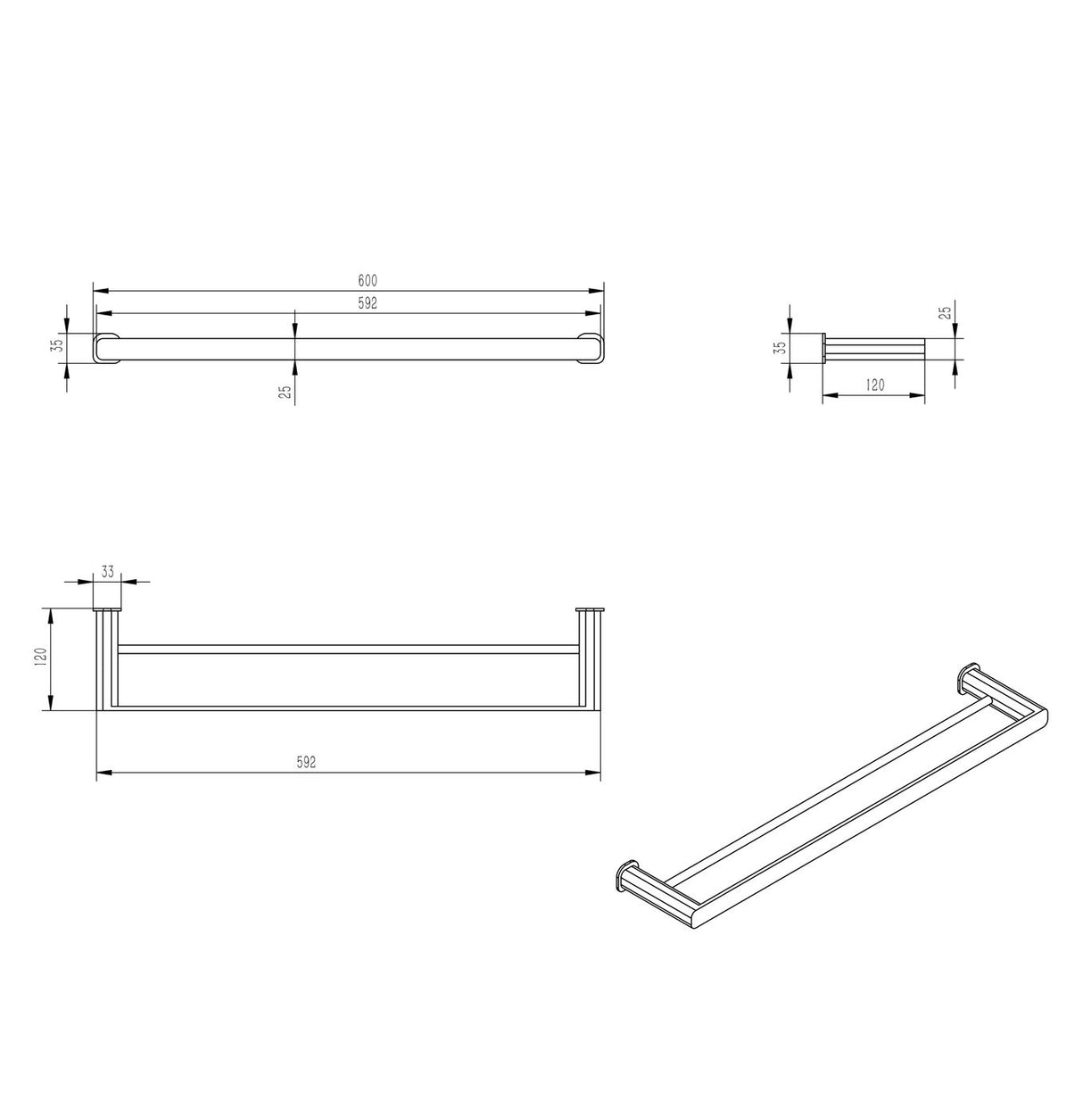 Oskar Double Towel Rail